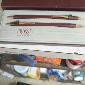 Burgundy and Gold Pen Set